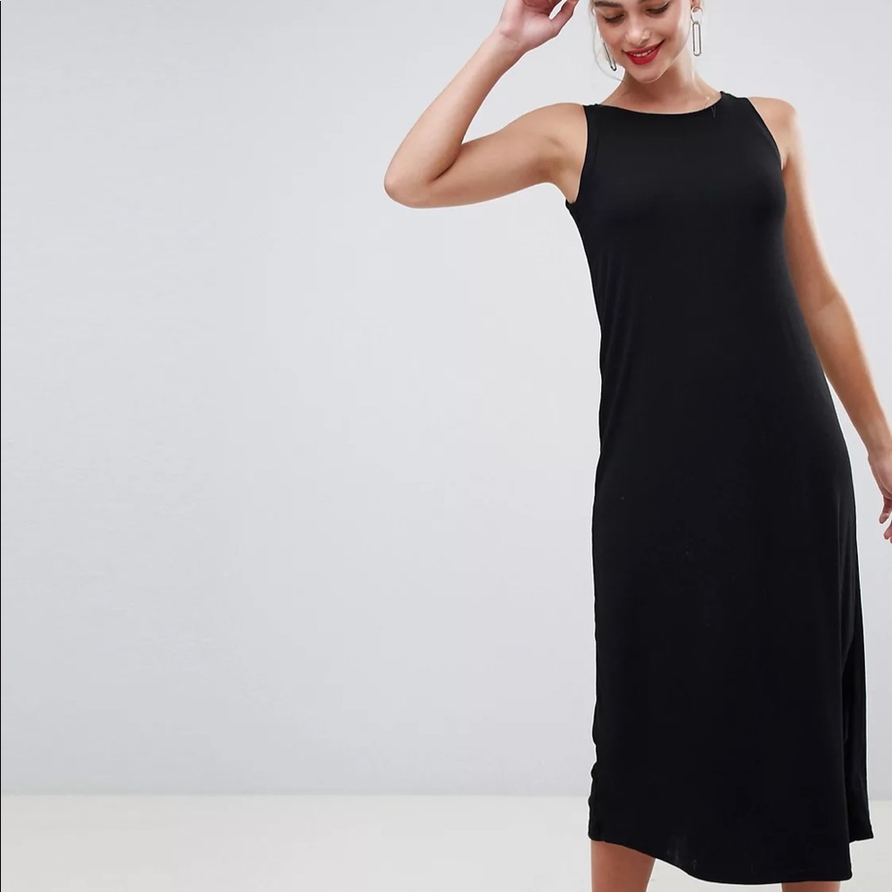 Stradivarius ribbed midi dress S